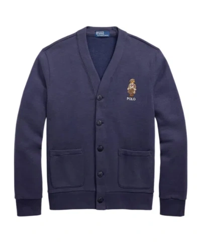 Polo Ralph Lauren Long-sleeved Knitted Cardigan In Blue
