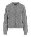 Polo Ralph Lauren Long-sleeved Knitted Cardigan In Gray