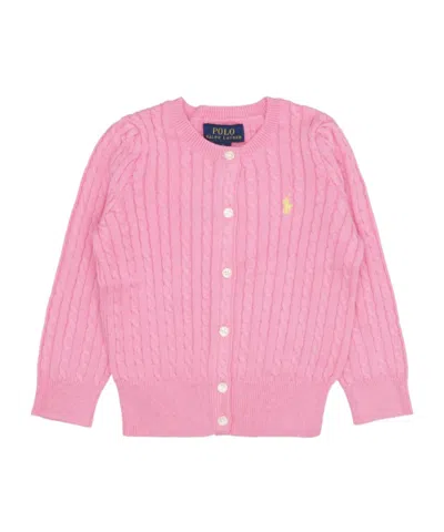 Polo Ralph Lauren Kids' Long-sleeved Knitted Cardigan In Pink