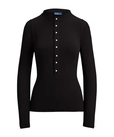 Polo Ralph Lauren Long-sleeved Knitted T-shirt In Black