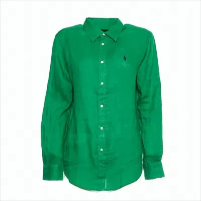 POLO RALPH LAUREN LONG-SLEEVED LINEN SHIRT WITH CLASSIC COLLAR AND CURVED HEM