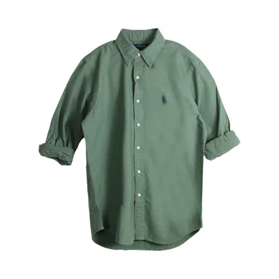 Pre-owned Polo Ralph Lauren Long-sleeved Oxford Shirt 'fatigue' | Tan | Men's Size M