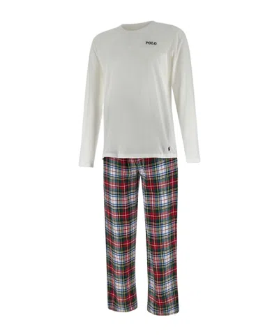 Polo Ralph Lauren Long-sleeved Pajamas And Plaid Pyjamas Set In Gray