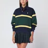 Polo Ralph Lauren Striped Cotton-blend Jersey Polo Shirt In Blue