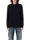 Polo Ralph Lauren Long-sleeved Polo Shirt Ribbed Cuffs In Black