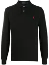 Polo Ralph Lauren Long-sleeve Black Polo Shirt With Traditional Collar In Black