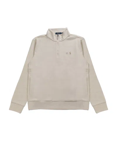 Polo Ralph Lauren Long-sleeved Semi-zipper Hoodie In Nude