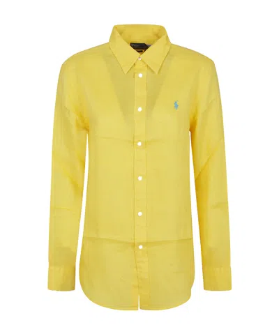 Polo Ralph Lauren Long-sleeved Shirt With Open Front In Yellow