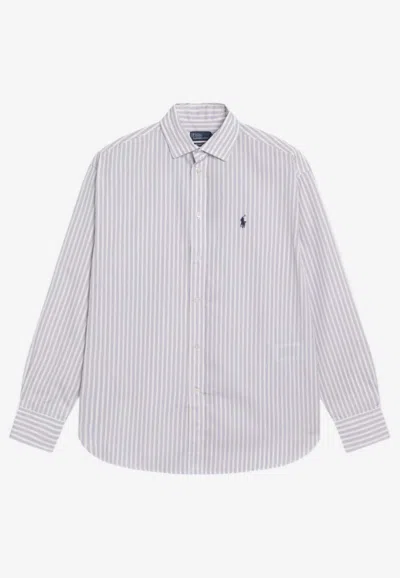Polo Ralph Lauren Long-sleeved Stripe Shirt In White