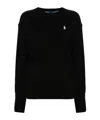 Polo Ralph Lauren Black Cotton Sweatshirt With Iconic Pony Logo In Black