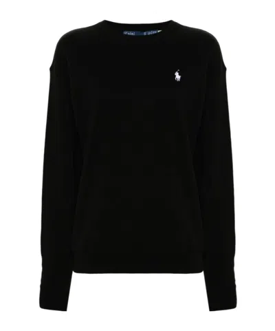 Polo Ralph Lauren Lightweight Fleece Crewneck Sweatshirt In Black