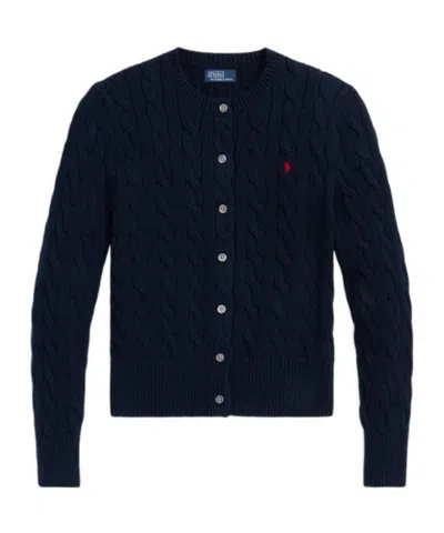 POLO RALPH LAUREN POLO RALPH LAUREN LOGO EMBROIDERED CABLE-KNIT CARDIGAN