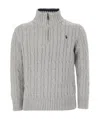 Polo Ralph Lauren Cotton Cable Knit Cardigan With Zipper In Gray