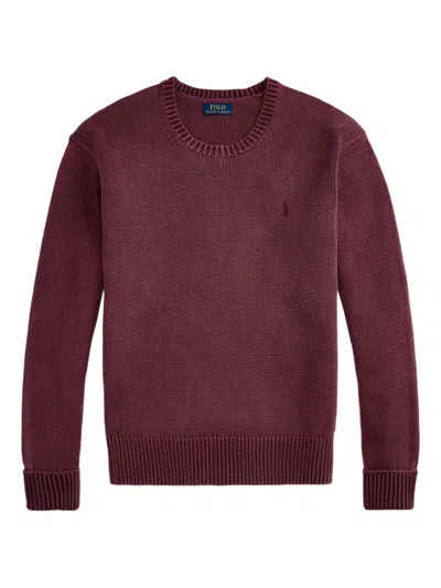 Polo Ralph Lauren Long-sleeves Cotton Sweater In Burgundy