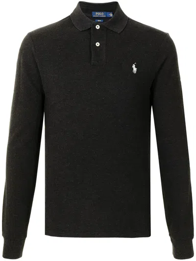 Polo Ralph Lauren Long Sleeve Polo Top In Black