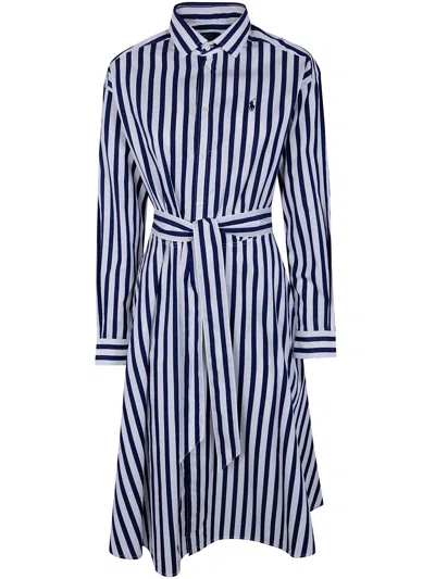 Polo Ralph Lauren Stripe Long Sleeve Cotton Shirtdress In White