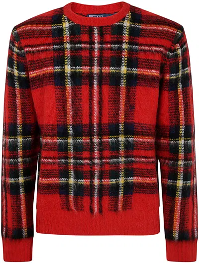 Polo Ralph Lauren Mens Red Combo Plaid Check-print Regular-fit Wool-blend Jumper In Multi