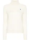 Polo Ralph Lauren Cable-knit Wool-cashmere Blend Turtleneck Sweater In White