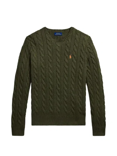 Polo Ralph Lauren Long Sleeves Round Neck Rib Sweater In Green