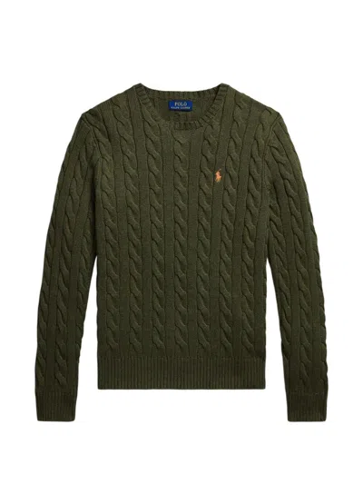 Polo Ralph Lauren Long Sleeves Round Neck Rib Sweater In Green