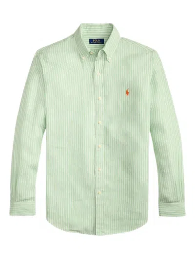 Polo Ralph Lauren Long Sleeves Sport Stripes Shirt In Green