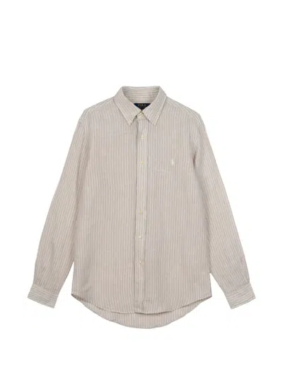 Polo Ralph Lauren Long Sleeves Sport Stripes Shirt In Neutral