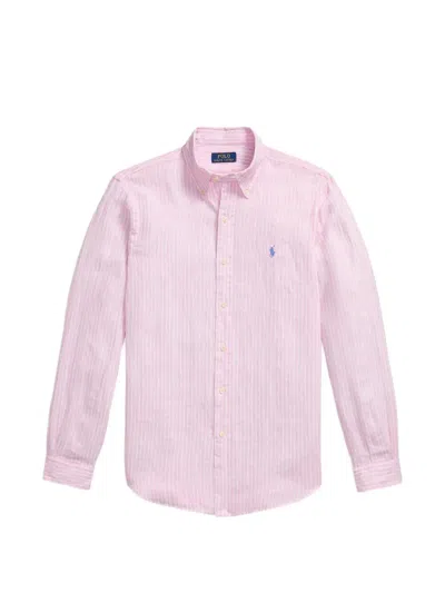 Polo Ralph Lauren Long Sleeves Sport Stripes Shirt In Pink