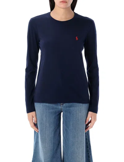 Polo Ralph Lauren Woman T-shirt Navy Blue Size Xl Cotton In Cruise Navy