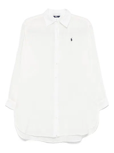 Polo Ralph Lauren Long White Cotton And Linen Blend Shirt