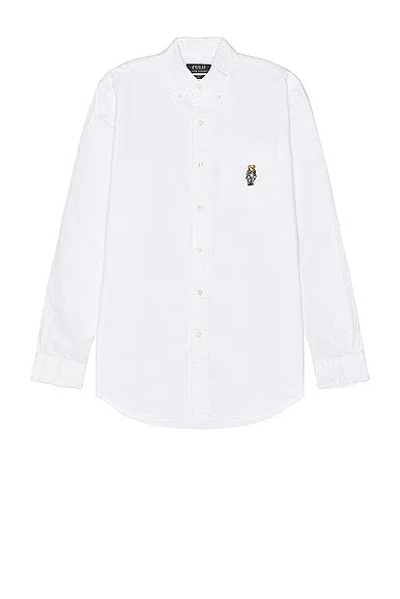 Polo Ralph Lauren Longsleeve Bear Sport Shirt In White