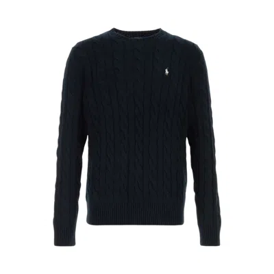 Pre-owned Polo Ralph Lauren Long-sleeve Cable Knit Crewneck Sweater 'hunter Navy' | Blue | Men's Size L
