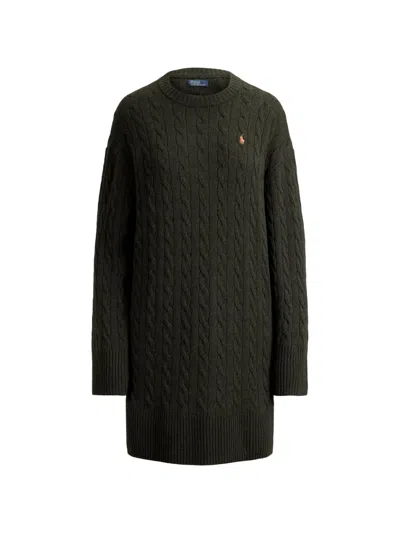 Polo Ralph Lauren Long-sleeve Cable-knit Mini Dress In Multi