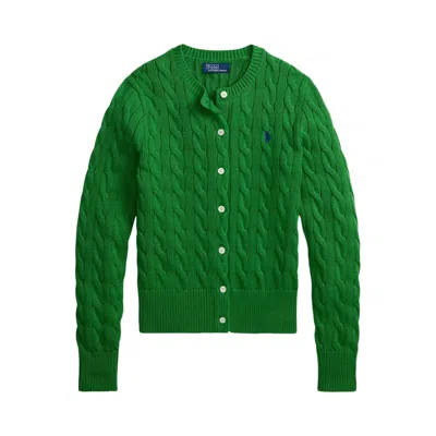 Pre-owned Polo Ralph Lauren Long-sleeve Cardigan 'fiji Green' | Women's Size M
