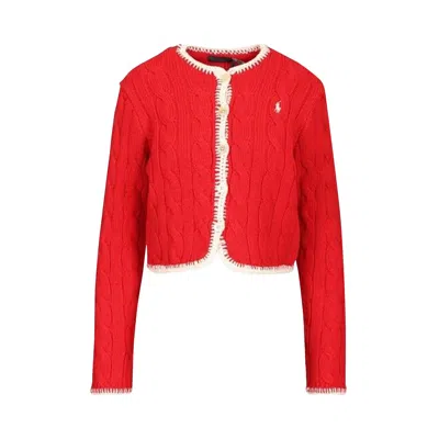 Pre-owned Polo Ralph Lauren Long-sleeve Crew Neck Cardigan 'cruise Red' | Women's Size S