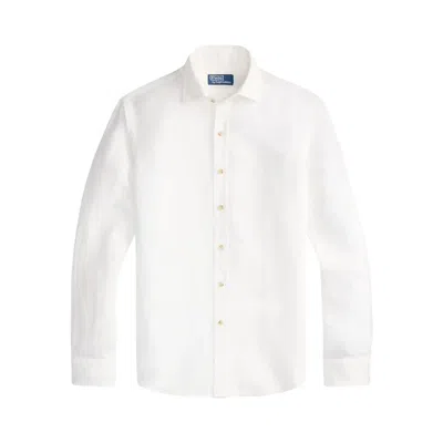 Pre-owned Polo Ralph Lauren Long-sleeve Custom Fit Slubby Linen Sport Shirt 'ceramic White' | Men's Size Xl