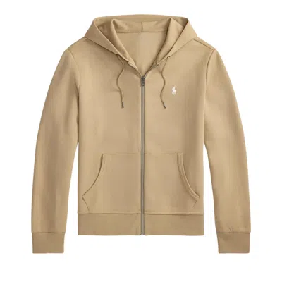 Pre-owned Polo Ralph Lauren Long-sleeve Double Knit Tech Full-zip Hooded Sweatshirt Tan/c1730 Xl 'surrey' | Me