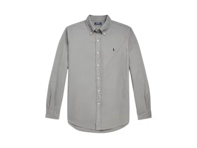 Pre-owned Polo Ralph Lauren Longsleeve Garmentdyed Oxford Sport Shirt In Perfect Grey