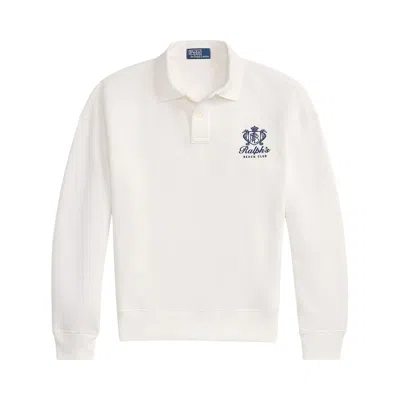 Pre-owned Polo Ralph Lauren Long-sleeve Island Fleece Knit Graphic Print Polo Sweatshirt 'white' | Men's Size