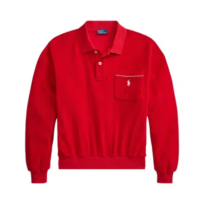 Pre-owned Polo Ralph Lauren Long-sleeve Knit Collar Polo 'cruise Red' | Women's Size L