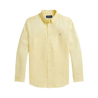 Pre-owned Polo Ralph Lauren Long-sleeve Linen Sport Shirt 't Bird Yellow' | Kid's Size L
