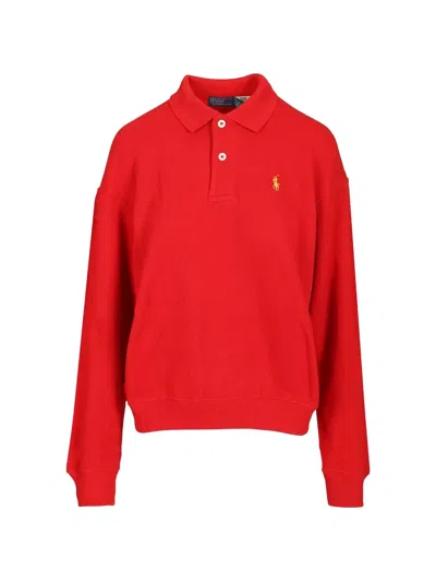 Polo Ralph Lauren Long-sleeved Cotton Polo In Red