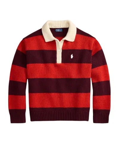 Polo Ralph Lauren Long-sleeve Polo-collar Sweater In Burgundy