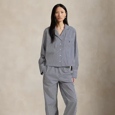 Polo Ralph Lauren Long-sleeve Poplin Pajama Set In Pearl Stripes