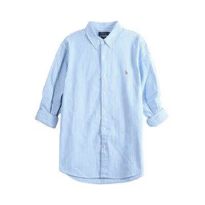 Pre-owned Polo Ralph Lauren Long-sleeve Seersucker Oxford Sport Shirt 'blue/white' | Men's Size M