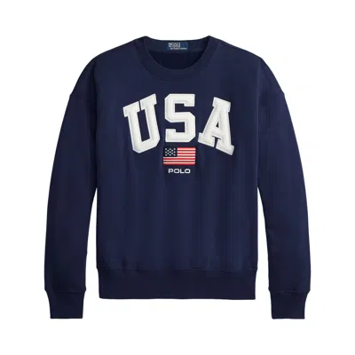 Pre-owned Polo Ralph Lauren Long-sleeve Sport Fleece Crewneck Sweatshirt 'refined Navy' | Blue | Men's Size S
