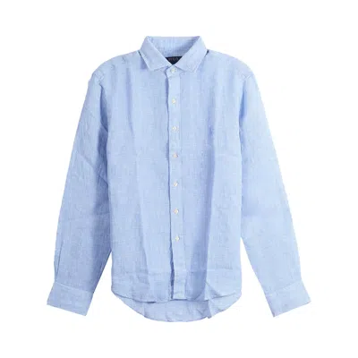 Pre-owned Polo Ralph Lauren Long-sleeve Tissue Linen Sport Shirt 'cabana Blue/white' | Men's Size Xl