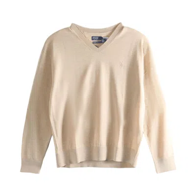Pre-owned Polo Ralph Lauren Long-sleeve V Neck Pullover Sweater 'canoe Tan' | Women's Size S In Brown
