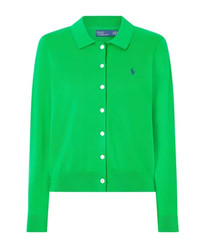 Polo Ralph Lauren Long-sleeved Knitted Cardigan In Green