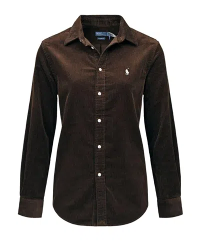 Polo Ralph Lauren Long-sleeved Shirt In Brown