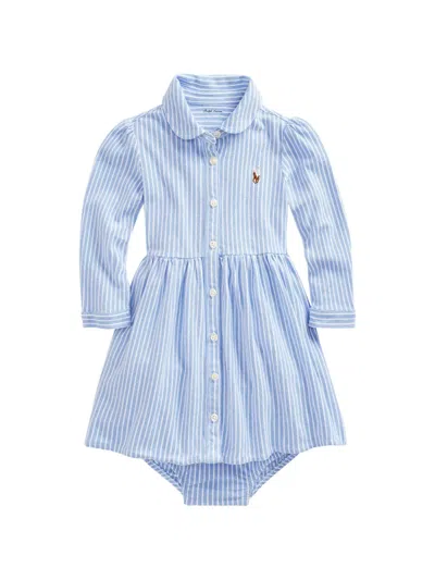 Polo Ralph Lauren Babies' Long-sleeves Striped-pattern Dress Set (set Of Two) In Blue